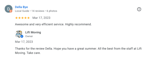 32 Lift Moving Testimonials